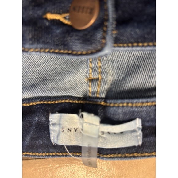 Risen Women's 3X Stretch Wide Leg Jeans Distressed Ragged Edge Plus  Dark Wash - Picture 8 of 13